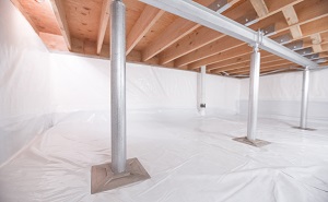 Crawl space structural support jacks installed in Coppell