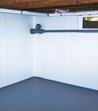 Plastic basement wall panels installed in a Denton, Texas home