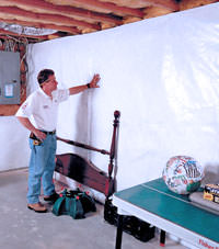 Plastic 20-mil vapor barrier for dirt basements, Denton, Texas installation