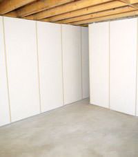Unfinished basement insulated wall covering in Denton, Texas