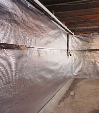 Radiant heat barrier and vapor barrier for finished basement walls in Denton, Texas